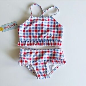 NWT. Size:XS (4-5)
Girls high neck gingham two-piece bikini